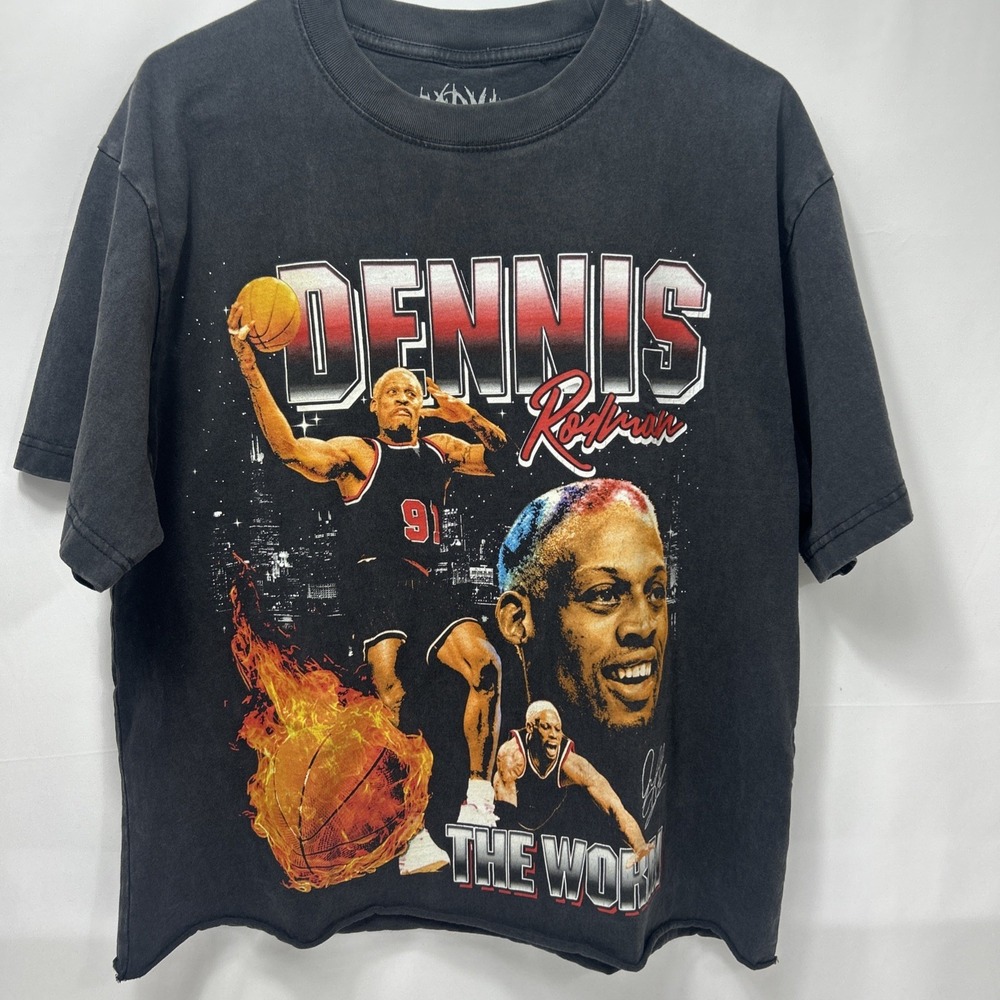 Chicago Bulls Shirt Mens Medium NBA Basketball Dennis Rodman Apparel Tee Worm M
